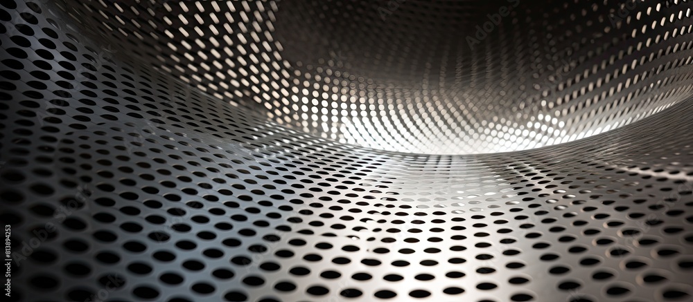 Poster perforated steel with circular mesh creates a captivating background texture that is accentuated by 
