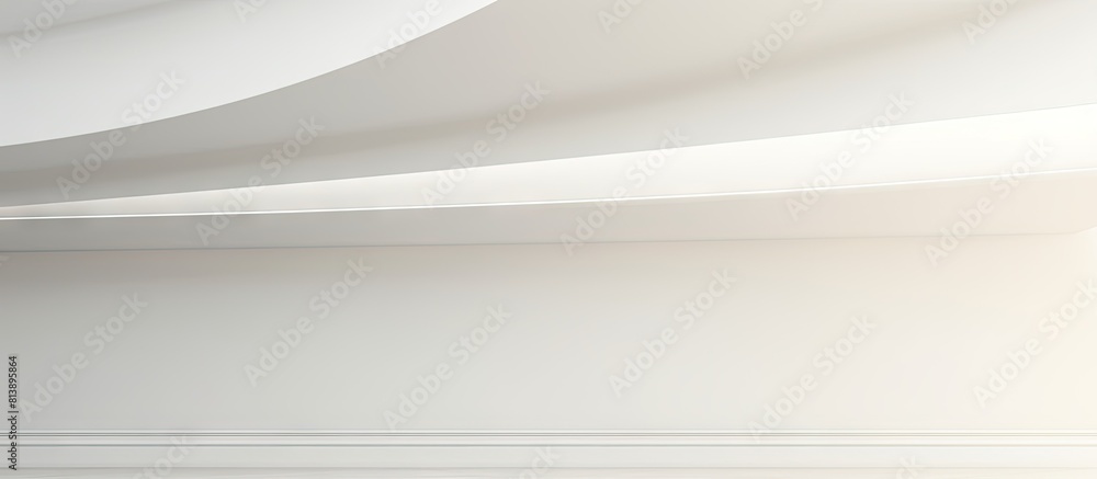 Poster copy space image of a white interior fragment featuring a corner decoration on the ceiling creating 