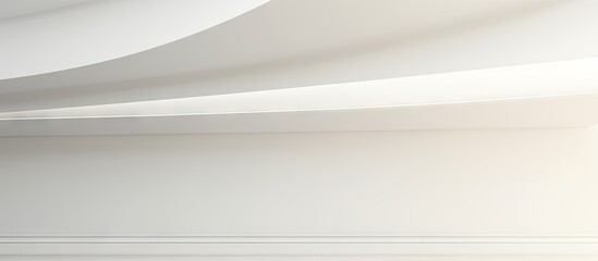 Copy space image of a white interior fragment featuring a corner decoration on the ceiling creating an abstract architecture background
