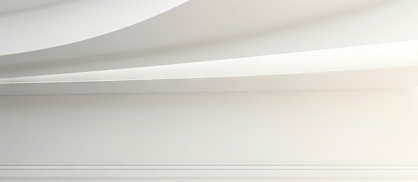 Copy space image of a white interior fragment featuring a corner decoration on the ceiling creating an abstract architecture background