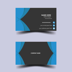 blue and black modern creative business card clean template vector design . Double-sided business card design .