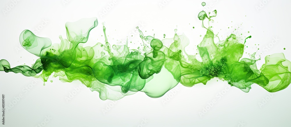 Poster the vibrant green color splashes wonderfully against the clean white background in this flying image