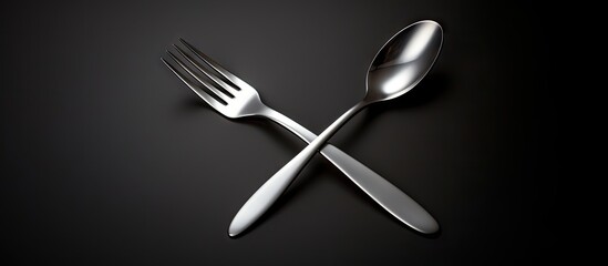 Cutlery set featuring a fork and spoon with ample space for copy in the image