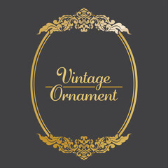 Golden Vintage frame Ornament in Circle Shape .Golden Ring Border ornament. golden oval ornament Suitable for wedding invitation card and label.