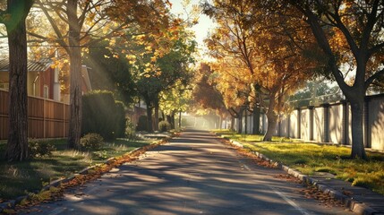 Fototapeta premium asphalt road with trees on both sides