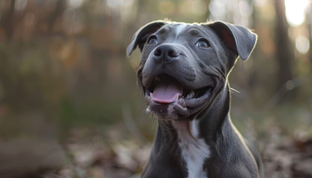A black dog with a pink tongue is smiling by AI generated image