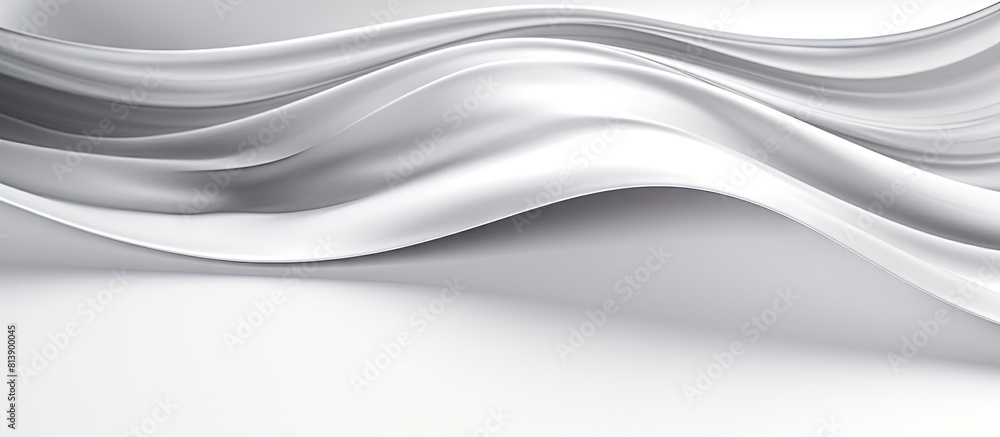 Poster silver ribbon frame on white background with copy space image