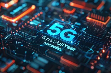 Advanced 5G Network Technology Concept on a Vibrant Circuit Board