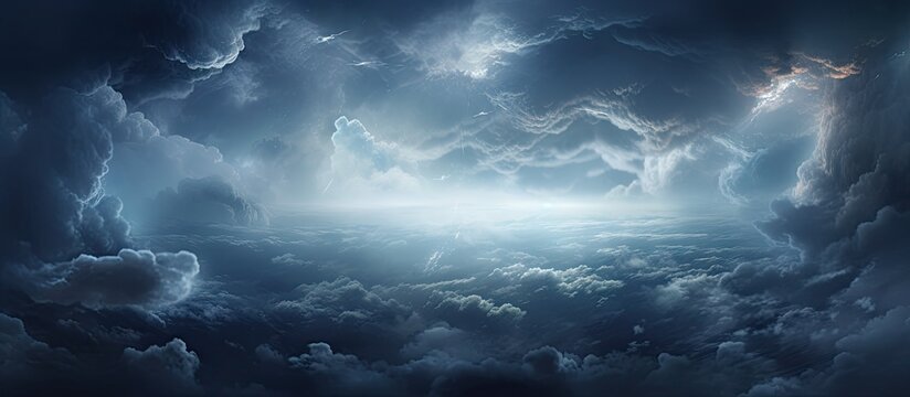 Storm clouds are gathering with the beautiful presence of silver linings. Copy space image. Place for adding text and design