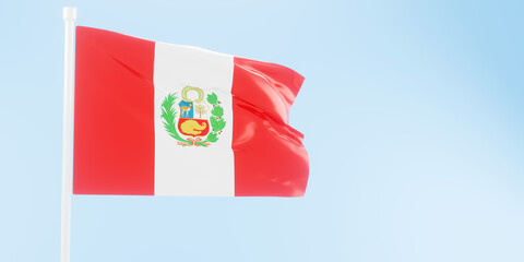 Peru flag of silk-3D illustration. 3d render.