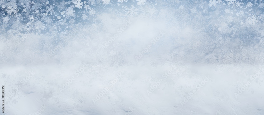 Poster a top down view of the snowy white winter landscape with snowflakes on its surface providing a textu