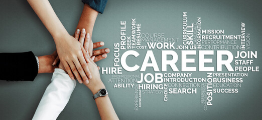 Human Resources Recruitment and People Networking Concept. Modern graphic interface showing...