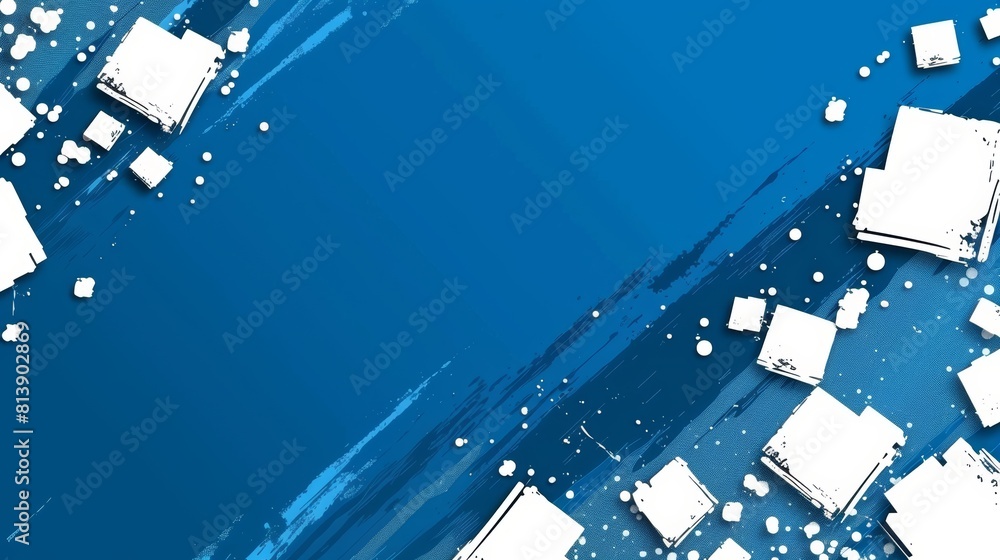 Poster a horizontal banner template with white squares in an abstract style