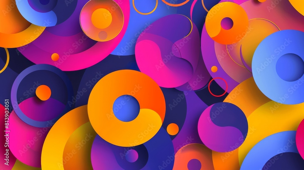 Aufkleber circles of simple color on an abstract modern background