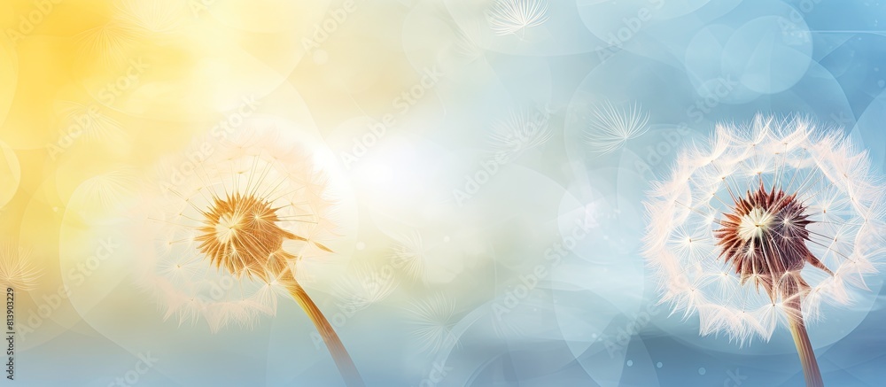 Poster springtime brings forth vibrant dandelion flowers symbolizing the journey of personal growth with th