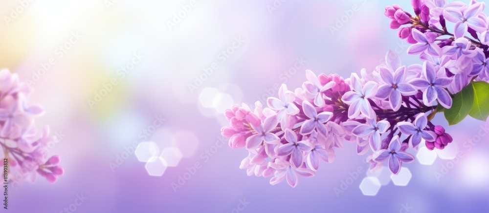 Poster flowering lilac with copy space creating a floral spring background for adding an inscription