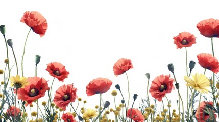 Fototapeta premium Chamomile and poppies flower modern background