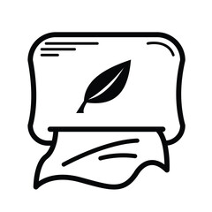 Tissue paper dispenser container icon illustration isolated on square white background. Simple flat cartoon art styled drawing.