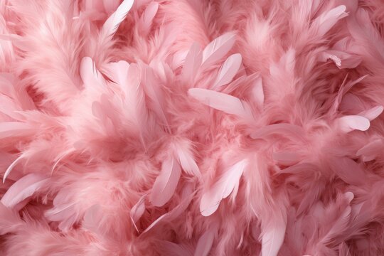 Close-up of delicate pink feathers creating a fluffy and soft texture