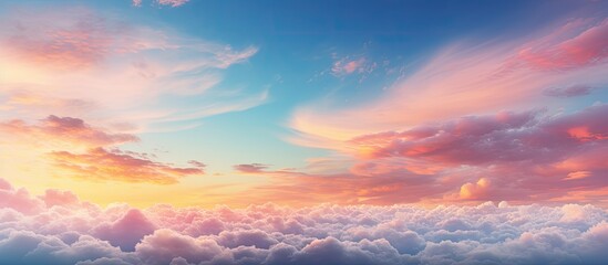 The image features a close up of a vibrant and colorful sky with vivid clouds The captivating colors make the sky and clouds stand out creating an eye catching copy space image