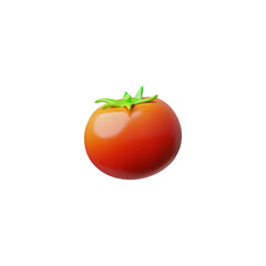 Fresh red tomato 3D style vector, whole ripe red tomato vegetable, salad ingredient, natural plant food, farm game asset