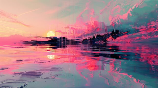 Glitch art creating rifts in reality glimpsing alternate dimensions background