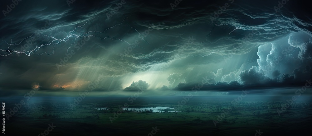 Poster a spooky dark sky is ominously blurred before a rainstorm in the evening creating a captivating back