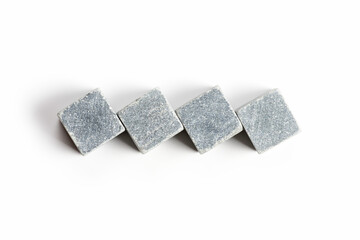 Food stones for cooling whiskey on white background.