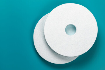 Two polishing circles from grinding machine. Natural felt for polishing and sharpening tools.