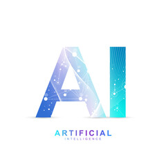 AI Banner Concept In The Digital Style. Generative Ideas Design Element For Internet Technology. Futuristic Technology Concept Artificial Intelligence.