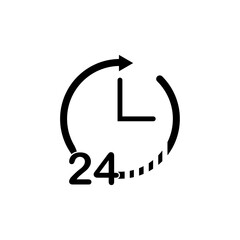 24 hour black clock icon