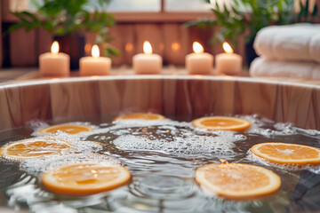 Aromatic Citrus Bath with Natural Candlelight