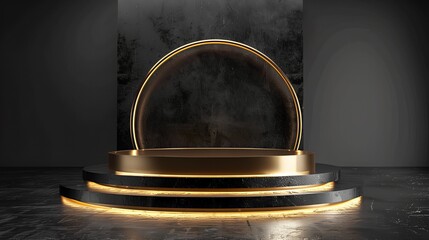 Luxury 3d podium stage for product display with lighting decoration realistic background, generative ai	