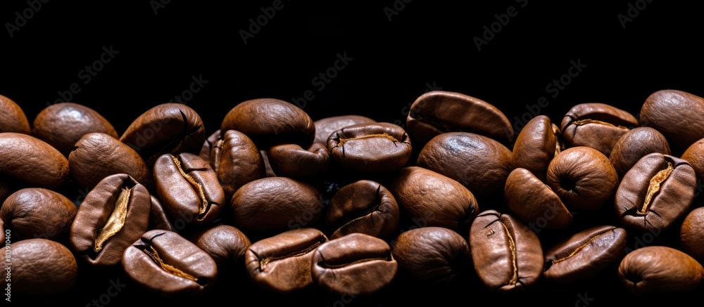 Poster An image of coffee beans with no background providing a blank space for further design or text. Copy space image. Place for adding text and design