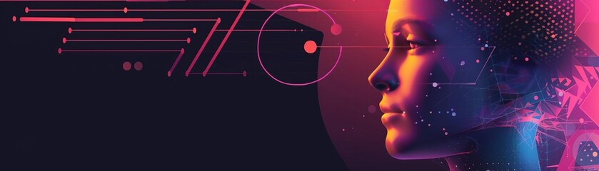 Obraz premium Craft a dynamic side view illustration featuring sleek, modern geometric shapes exuding a futuristic vibe in vibrant digital colors
