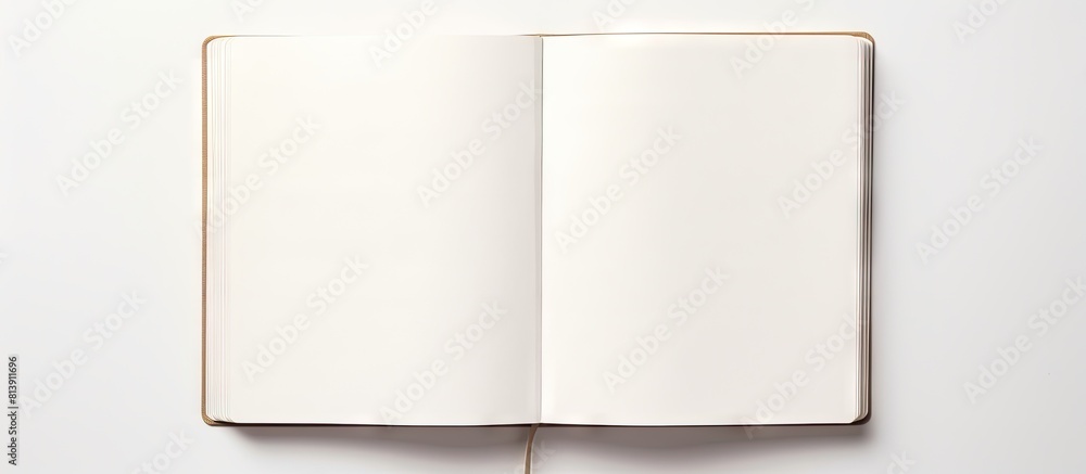 Poster isolated on a white background an open blank notebook with clipping paths included perfect for copy 