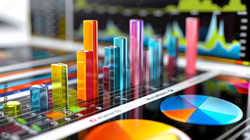 Poster colorful data visualization for insightful business analytics and intelligent decision-making