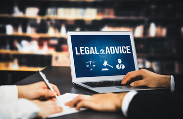 Smart legal advice website for people searching for savvy law knowledge in laptop computer on a...