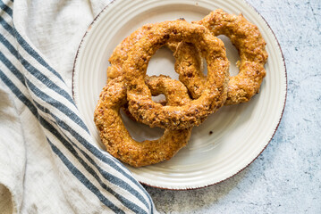 Healthy oats baked bagels . Healthy food 