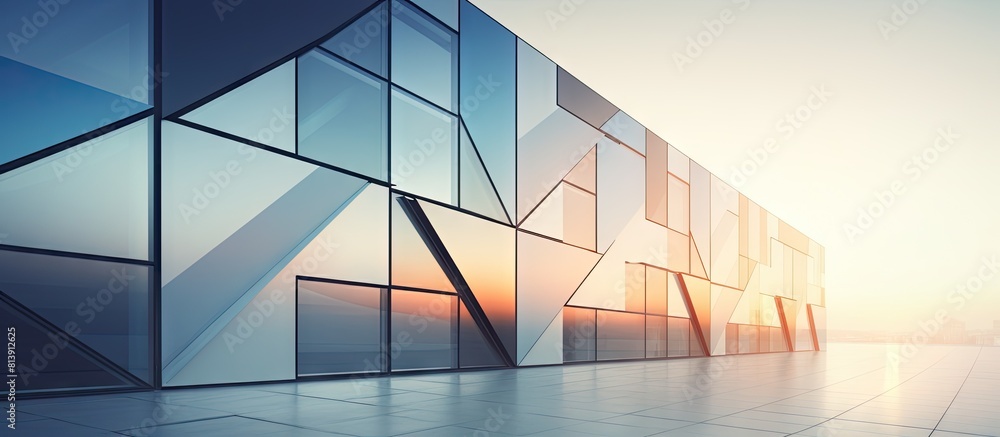 Poster abstract background image of the exterior of a modern architectural building with ample copy space f