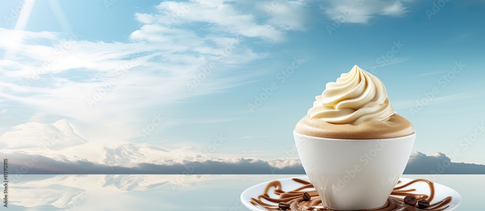 Poster there is a copy space image available of a float made with vanilla ice cream and coffee