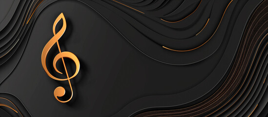 golden treble clef music with luxury black free space concept background