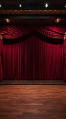 3d rendering  Red stage curtains.