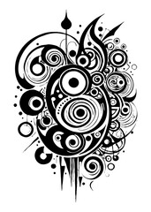 Geometric black and white pattern for tattoos, logos, for printing on wall decorations, fabrics, for use in graphics. Generated by Ai