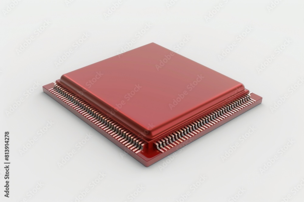 Poster detailed view of a computer processor on a white surface. ideal for technology concepts