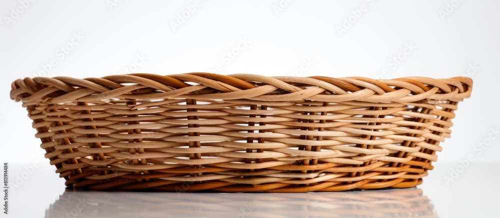 Poster a wicker basket is featured in a copy space image with a white background