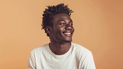 Obraz premium Adult black man portrait, dressed in casual modern clothes, African-American male model posing front of the camera in studio, different people beauty, diversity concept, AI generated image