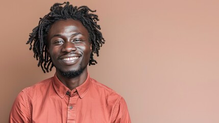 Adult black man portrait, dressed in casual modern clothes, African-American male model posing front of the camera in studio, different people beauty, diversity concept, AI generated image