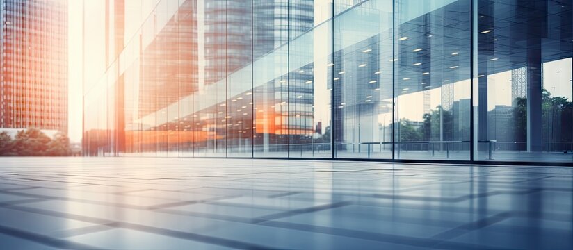 Office building with blurred background featuring copy space image