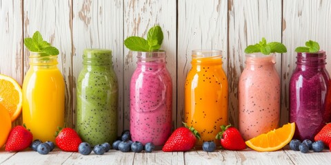 Juicy healthy healthy smoothie drink in a jar. Fresh green cocktail with berries. Generative AI.